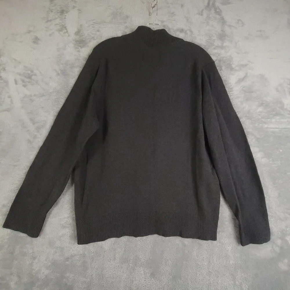 Eddie Bauer Mens Sweater Pullover Crew Mock Neck Knit 1/4 Zip‎ Black XL - Picture 2 of 7